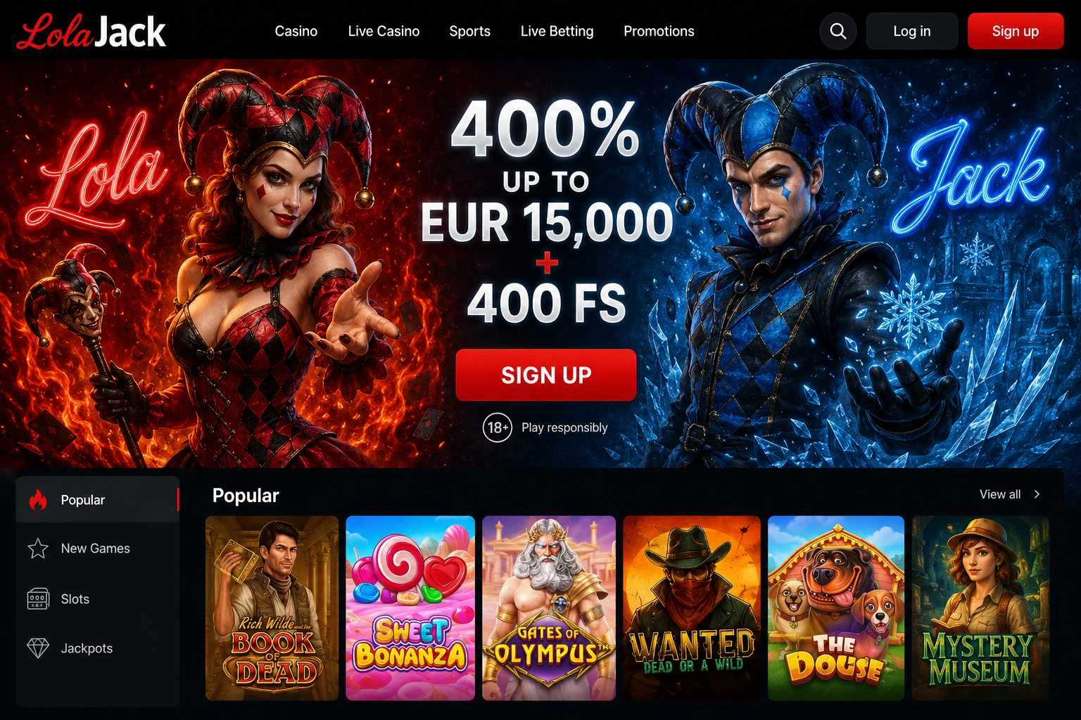 LolaJack – 400% welcome offer for non GamStop UK players